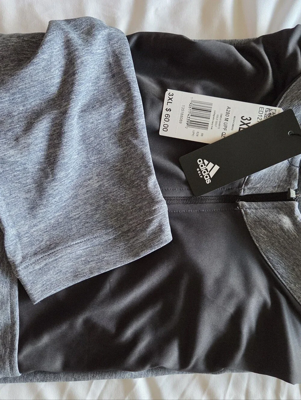 adidas | Men's Quarter-Zip Pullover - Navy & Heather Blue | 3XL